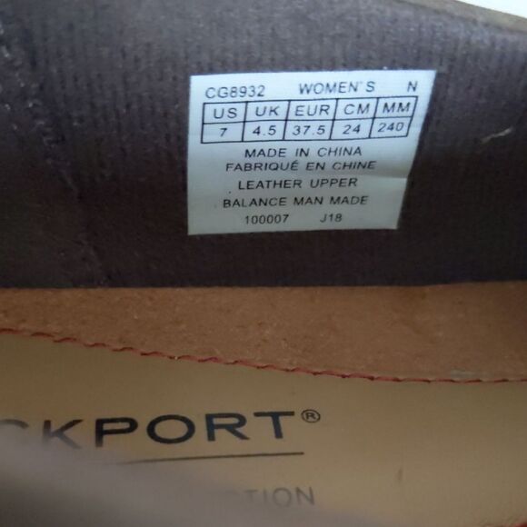 Women's Rockport Cobb Hill Leather Upper Slip On Brown Loafers Size 7 - Picture 6 of 6
